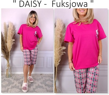 UROCZA DAMSKA BAWEŁNIANA PIŻAMA KRÓTKIE Spodenki T-SHIRT Plus Size #L