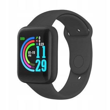 SMARTWATCH ZEGAREK POWIADOMIENIA SMS MENU CZARNY