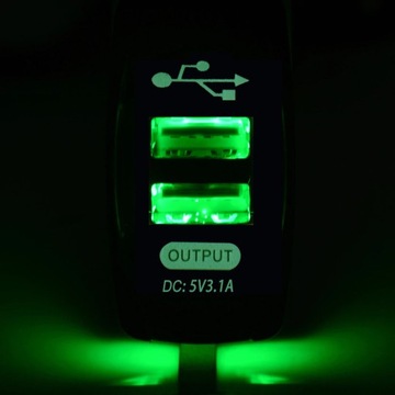 Монтажная розетка USB x2 3100 мА 12–24 В ЗЕЛЕНАЯ