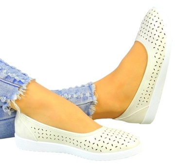 Beżowe Ażurowe Baleriny Espadryle Auris 39