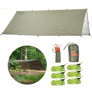 Płachta biwakowa tarp plandeka survival 300x300cm