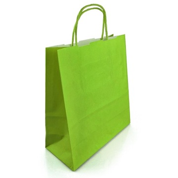 Torba torebka papierowa z uchwytem kraft 180x80x210 zielona 400szt.