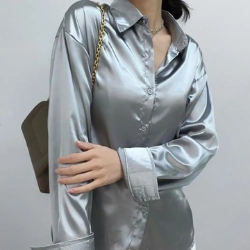 Satin Shirt Womens Clothing Silk Shirts Vintage Bl