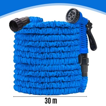 WĄŻ OGRODOWY 30m ROZCIĄGLIWY ELASTYCZNY + ZŁĄCZKI + PISTOLET