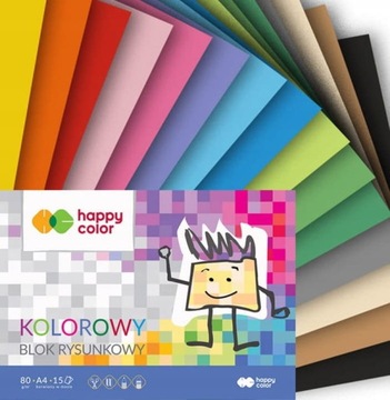 БЛОК ДЛЯ ЦВЕТА А4 80Г 15 ЛИСТОВ HAPPY