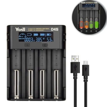 Nabíječka Baterií Inteligentní Li-ion Ni-mh Černá Usb LCD