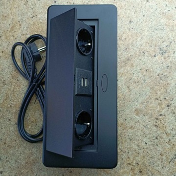 РОЗЕТКА, СКРЫТАЯ В СТОЛЕШНИЦУ + 2 USB ЧЕРНЫХ