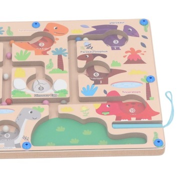 Магнитный цветной и цифровой лабиринт с рисунком динозавра