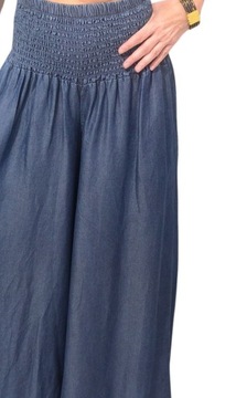 Джинсовые легкие брюки-юбка длинные оверсайз