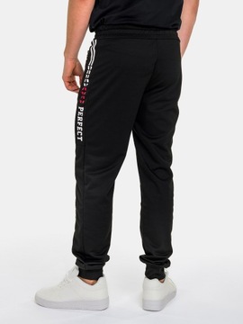 Spodnie męskie joggery dresowe bawełniane kieszenie na zamek czarne 2XL/3XL