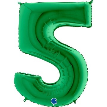 Balon foliowy cyfra 5 zielony piąte urodziny 100cm