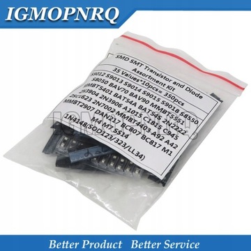 35 wartości * 10 sztuk = 350 sztuk SMD SMT tranzys