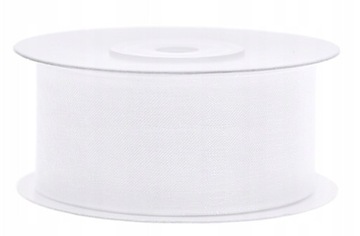 Tasiemka wstążka szyfonowa biała 38mm x 25m DEKORACJA ŚLUB WESELE