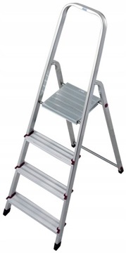 Drabina aluminiowa domowa wolnostojąca 4 stopnie Krause CORDA 000705 mocna