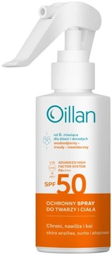 OILLAN Ochronny spray przeciwsłoneczny do twarzy i ciała z filtrem SPF50
