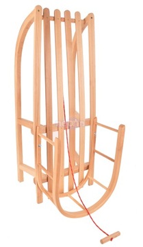 ДЕРЕВЯННЫЕ САНКИ СО СПИНКОЙ и ручкой для вытягивания