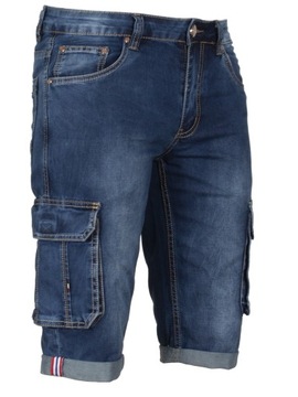 Krótkie spodnie męskie jeans bojówki W:35 92 CM spodenki