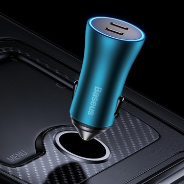 АВТОМОБИЛЬНОЕ ЗАРЯДНОЕ УСТРОЙСТВО BASEUS FAST, 2x USB-C, 40 ВТ, МОЩНОЕ ДЛЯ ЗАЖИГАЛКИ