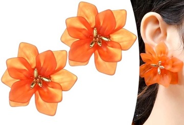 Damskie kwiaty boho retro Kolczyki kwiaty Orange
