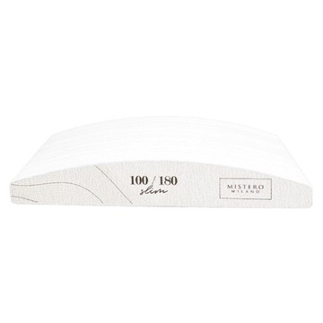 PILNIK DO PAZNOKCI ŻELU Basic Slim 100/180 półksiężyc 50szt. Mistero Milano