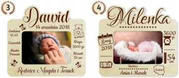 Рамка Свидетельство о рождении ребенка на 1 день рождения Фото 15х10см