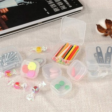 1-50pcs Mini Storage Box Transparent Square Plastic Case for Earring Ring