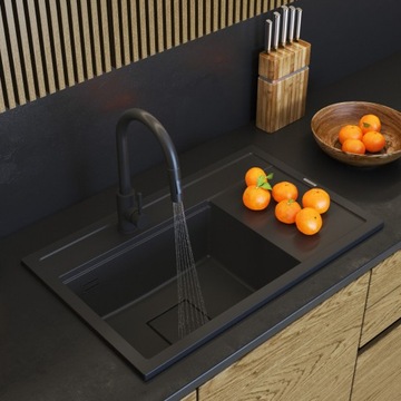 ЧЕРНАЯ ГРАНИТНАЯ КУХОННАЯ МОЙКА, КРЫШКА, КРЫШКА, СОВРЕМЕННОЕ РЕНДО