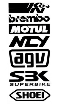 NAKLEJKI NA MOTOCYKL MOTUL KN BREMBO NCY AGV SBK SHOEI najklejka arkusz