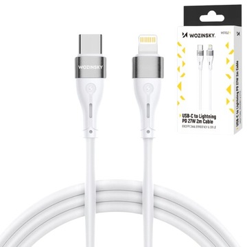 WOZINSKY KABEL PRZEWÓD ŁADOWANIE PRZESYŁ DANYCH USB-C - LIGHTNING PD 27W 2m