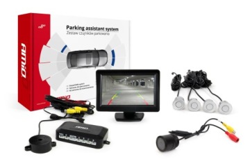 Sada parkovacích senzorů TFT01 4,3" s kamerou HD-301-IR 4 senzory, stříbrná barva