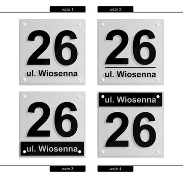 Tablica adresowa adres 3D numer na dom 25x25 szczotkowane aluminium