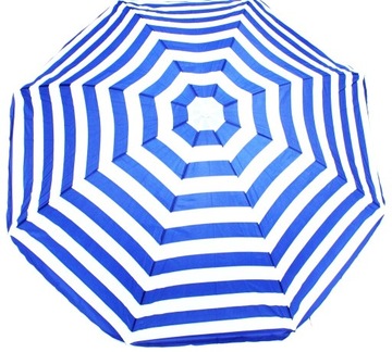 PARASOL OGRODOWY PLAŻOWY BALKONOWY ŁAMANY 200 cm PASY BIAŁO NIEBIESKIE