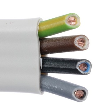 Kabel prądowy miedziany 4x2,5 mm YDYp 5m płaski