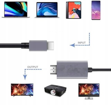 КАБЕЛЬНЫЙ АДАПТЕР КАБЕЛЬНЫЙ АДАПТЕР USB-C 3.1 TYPE C НА HDMI 4K MHL ТВ 200 см