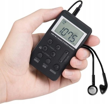 MINI RADIO FM WYŚWIETLACZ LCD ZE SŁUCHAWKAMI