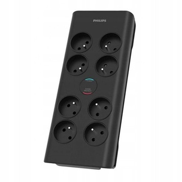 УДЛИНИТЕЛЬ PHILIPS 8 РАЗЪЕМОВ АНТИПЕРЕНАПРЯЖЕНИЕ ПИТАНИЕ ЧЕРНЫЙ 2М