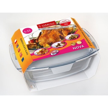 Форма термостойкая стеклянная Termisil, противень с крышкой, 5,5л.