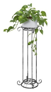 KWIETNIK METALOWY STOJĄCY LOFT STOJAK NA KWIATY KOLUMNA - SREBRNA PATYNA