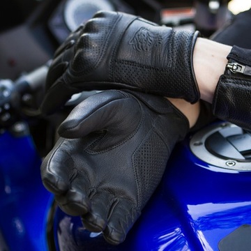 LEKKIE MOCNE RĘKAWICE MOTOCYKLOWE ZE SKÓRY S