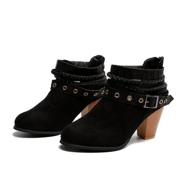 MODA BOTKI DAMSKIE WIOSENNE ZAMSZOWE BUTY