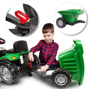 TRAKTOR Z PRZYCZEPĄ NA PEDAŁY OGROMNY DUŻY TRAKTOREK ZIELONY DLA DZIECI