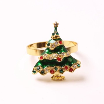 Рождественские держатели для колец для салфеток, металлический рождественский венок, колокольчик, лось, салфетка Санта-Клауса