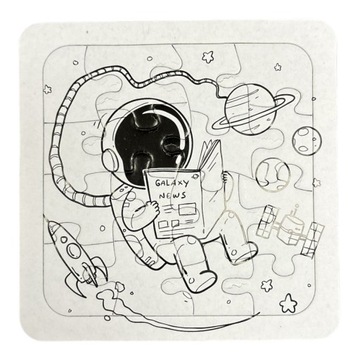 Kolorowanka puzzle kosmonauta kosmos planeta