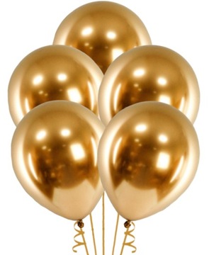 BALONY METALIC CHROME ZŁOTE URODZINY -5SZT-6990