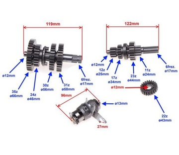 Коробка передач 3-ступенчатая QUAD ATV Romet 50 110c 4T