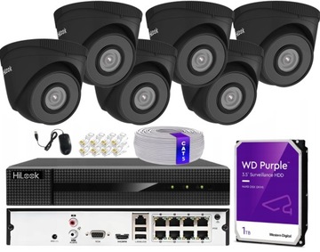 Zestaw Monitoringu 6 Kamer HiLook 5Mpx Detekcja Analiza AI PoE