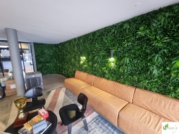 Зеленая стена с искусственными растениями, микс 1 панель 0,5х0,5м, густой вертикальный сад