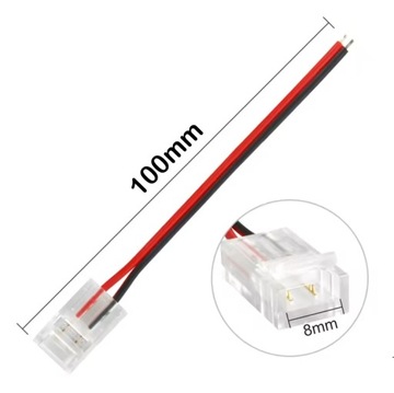 Разъем 10 см для светодиодных лент COB, разъем 8 мм, быстрый монтаж, односторонний