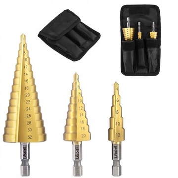 WIERTŁA STOPNIOWE KOBALTOWE DO METALU 4-32mm 3 SZT