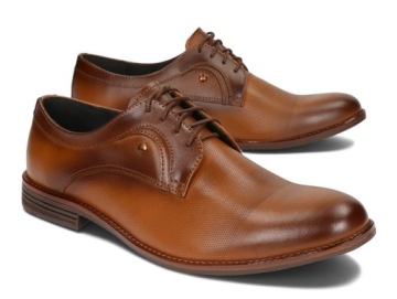 BUTY MĘSKIE OBUWIE WIZYTOWE SKÓRA 046D BRĄZ 39